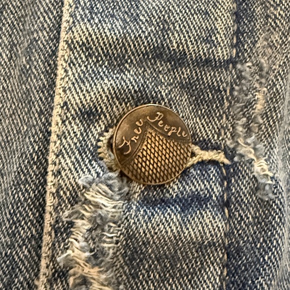 Free People Denim and Gray Hooded Jacket with removable hood - Picture 3 of 5